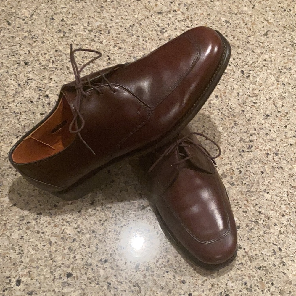 Size 7.5 EEE Allen Edmonds Burton Blucher Shoes Brown Leather - Picture 8 of 11